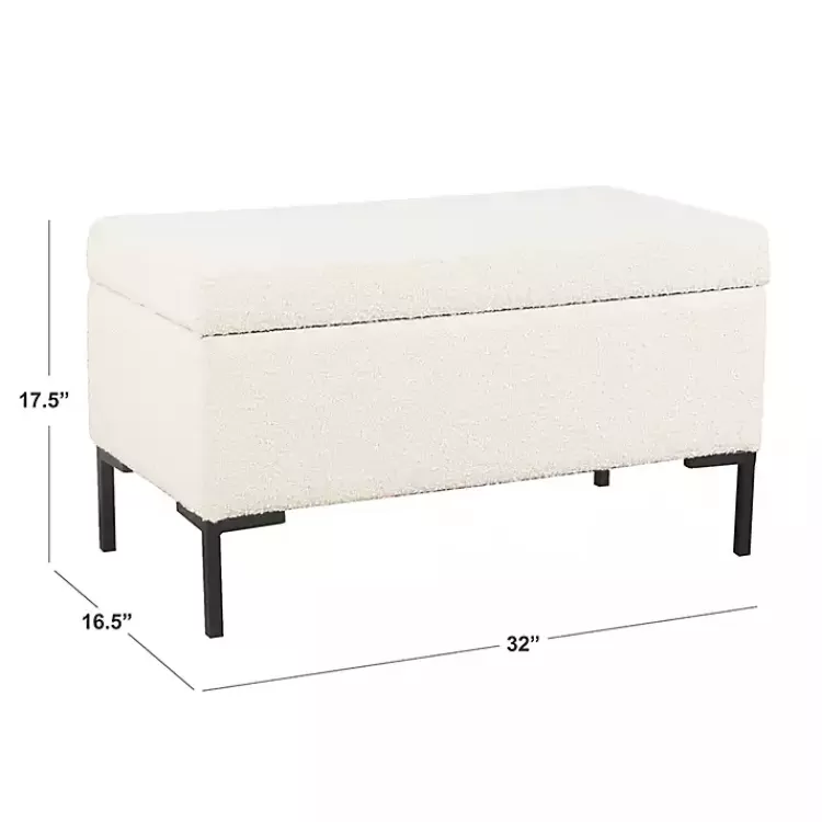 cream_boucle_black_metal_storage_bench_5.webp Cream Boucle Black Metal Storage Bench>Kirklands Home Fashion