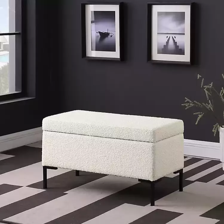 cream_boucle_black_metal_storage_bench_6.webp Cream Boucle Black Metal Storage Bench>Kirklands Home Fashion