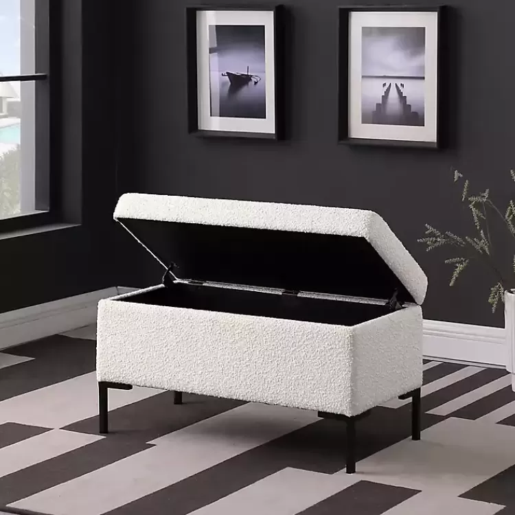 cream_boucle_black_metal_storage_bench_7.webp Cream Boucle Black Metal Storage Bench>Kirklands Home Fashion