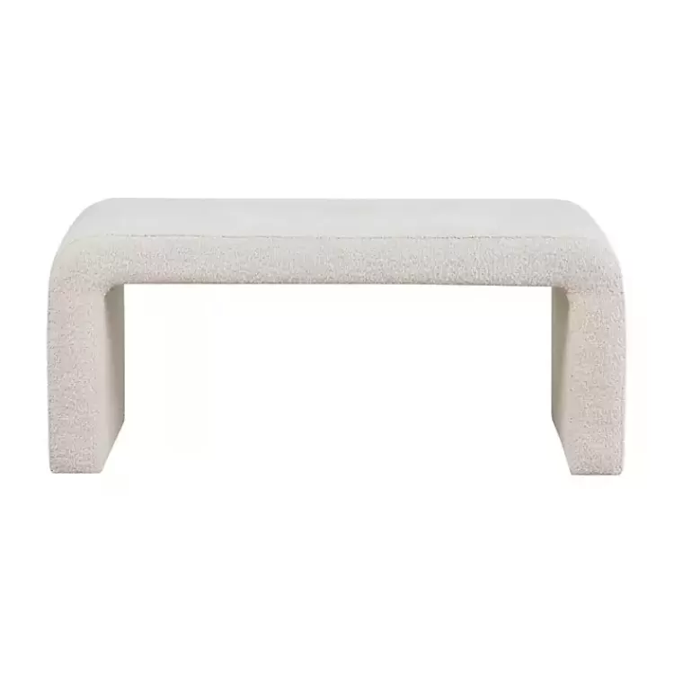cream_boucle_waterfall_bench_2.webp Cream Boucle Waterfall Bench>Kirklands Home Shop