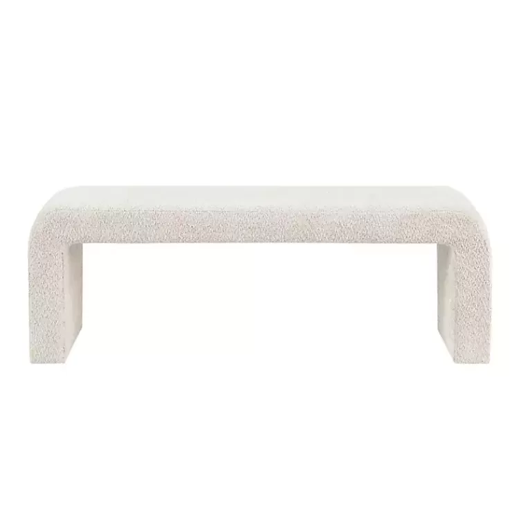 Cream Boucle Waterfall Bench, 52 in.>Kirklands Home New