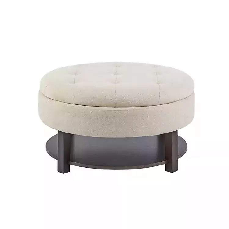 Cream Button Tufted Storage Ottoman>Kirklands Home New