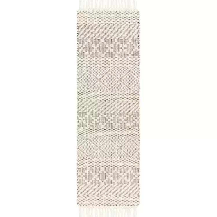 Cream Diamond Tassel Wool Runner, 2x8>Kirklands Home Sale