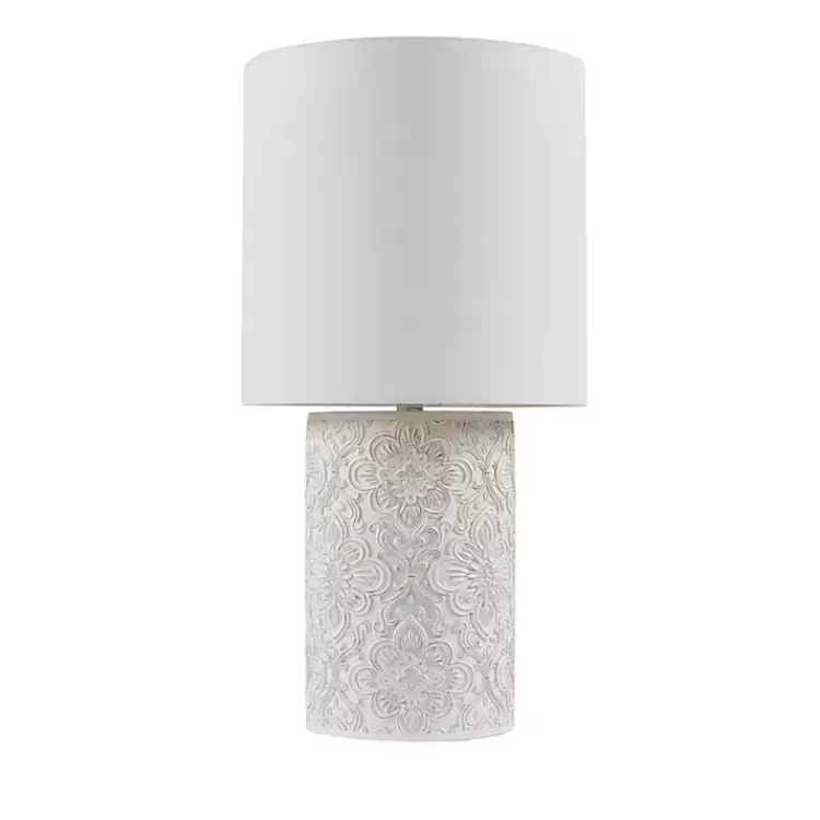 Cream Embossed Floral Table Lamp>Kirklands Home Hot