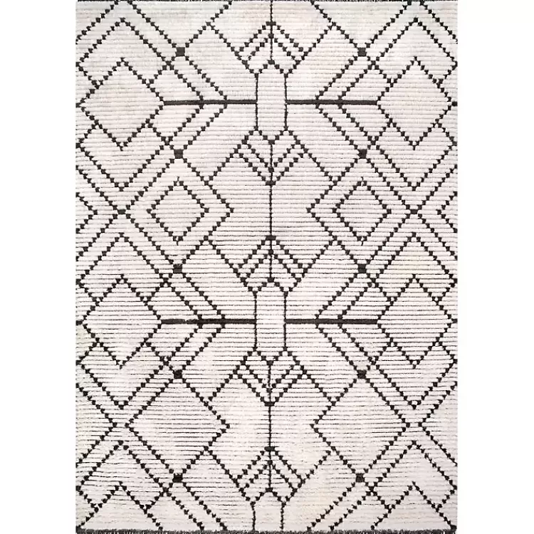 Cream Geometric Diamonds Fringed Area Rug, 7x10>Kirklands Home Cheap