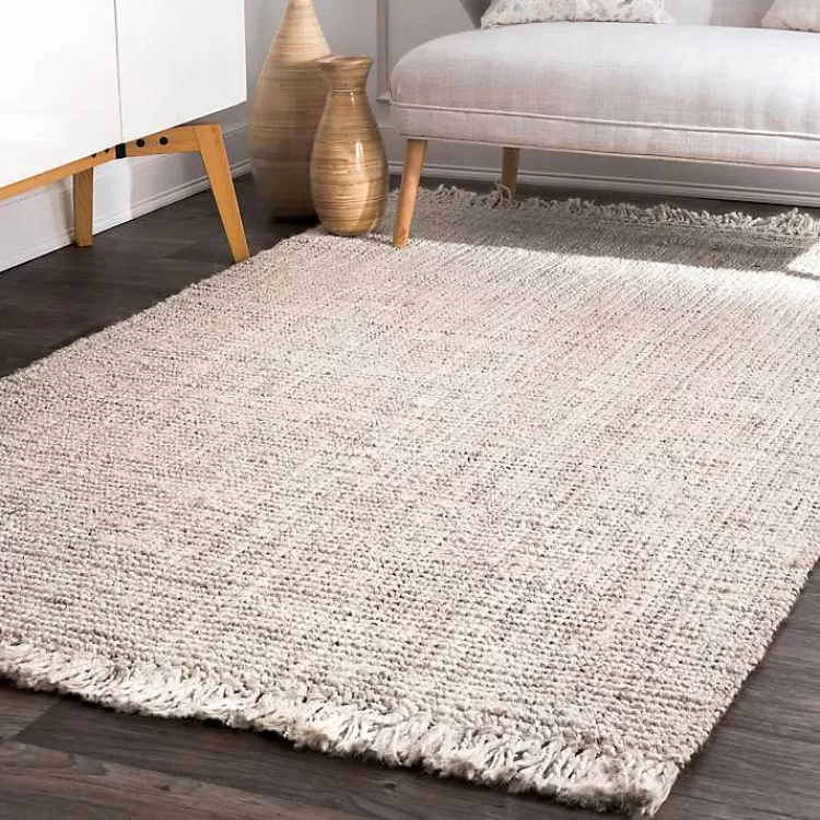 Cream Hand Woven Looped Jute Area Rug, 5x7>Kirklands Home Outlet