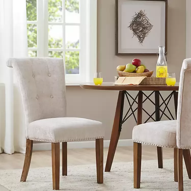 Cream Linen Rolled Back Dining Chairs, Set of 2>Kirklands Home Discount
