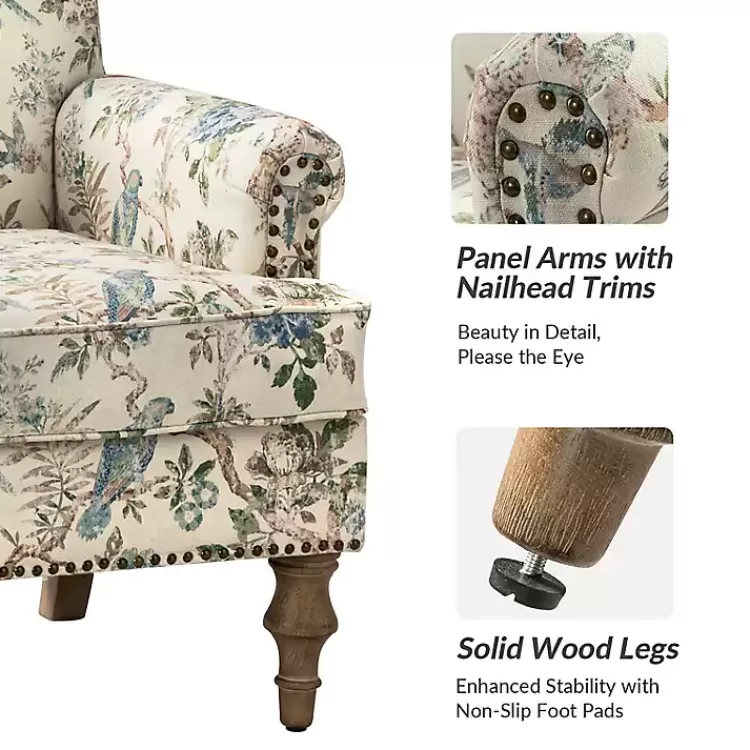 Cream Vintage Birds Traditional Accent Chair>Kirklands Home Online