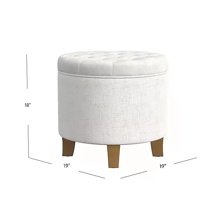Cream Woven Upholstered Tufted Storage Ottoman>Kirklands Home Cheap