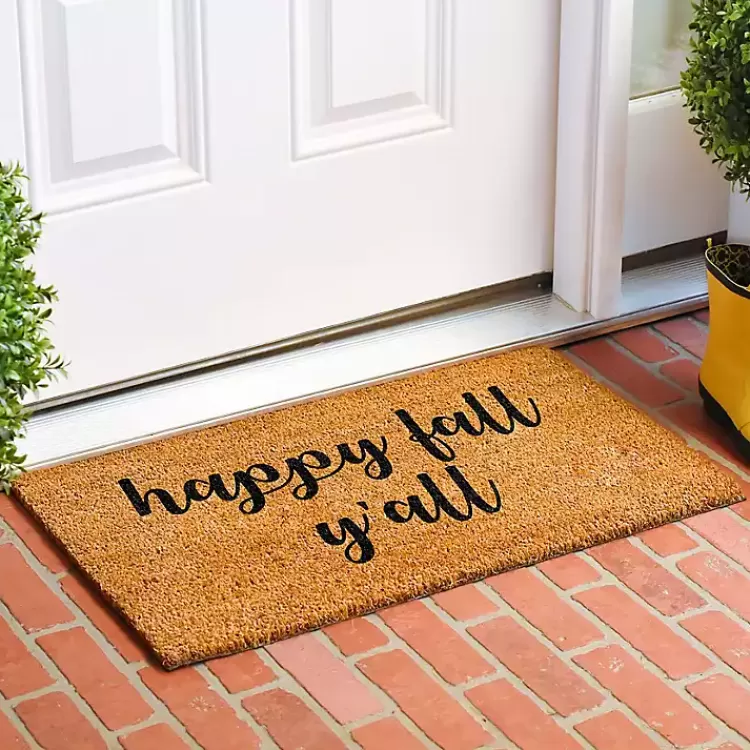 Cursive Happy Fall Y'all Coir Doormat, 17x29>Kirklands Home Best