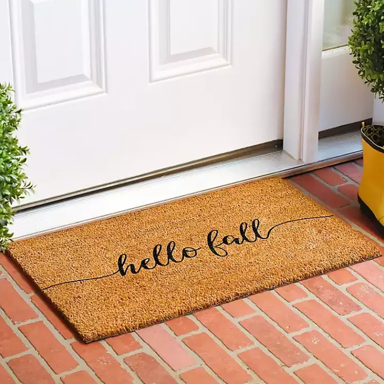 Cursive Hello Fall Coir Doormat, 17x29>Kirklands Home Discount