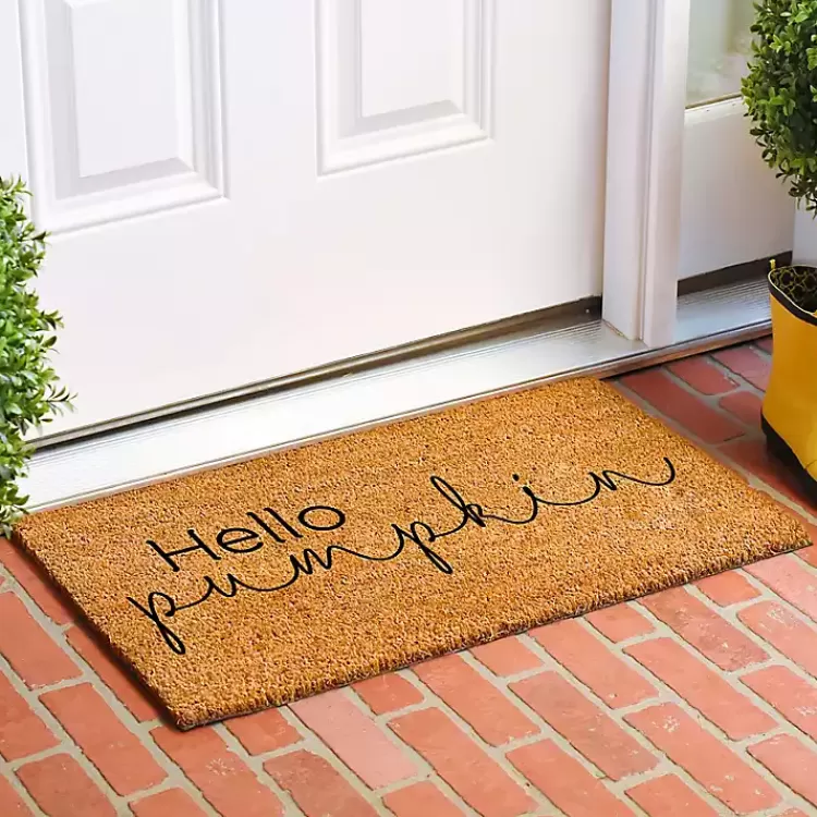 Cursive Hello Pumpkin Fall Coir Doormat>Kirklands Home Best