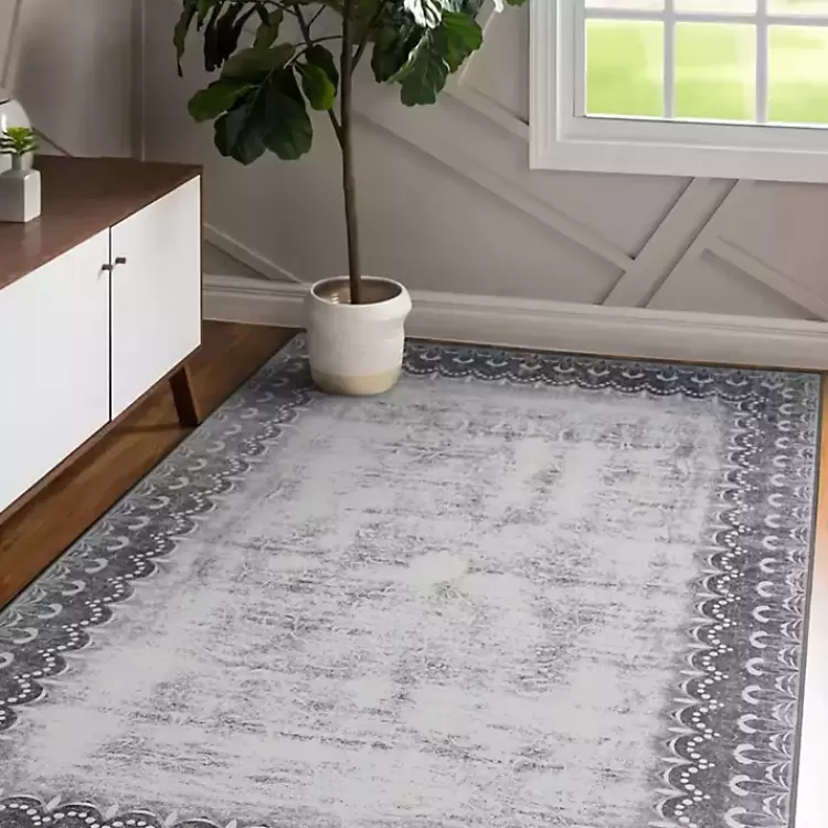 Dardon Bordered Washable Area Rug, 5x7>Kirklands Home Online
