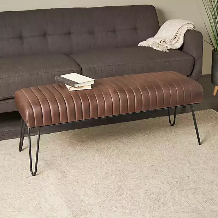 dark_brown_leather_tufted_panel_bench_4.webp Dark Leather Tufted Panel Bench>Kirklands Home Shop