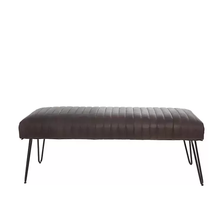 dark_brown_leather_tufted_panel_bench_5.webp Dark Leather Tufted Panel Bench>Kirklands Home Shop
