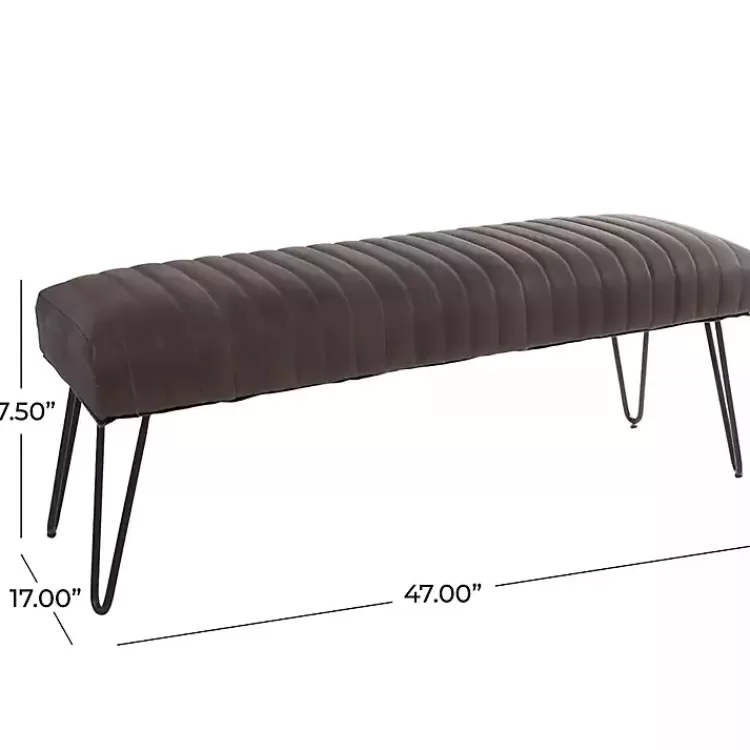 dark_brown_leather_tufted_panel_bench_9.webp Dark Leather Tufted Panel Bench>Kirklands Home Shop