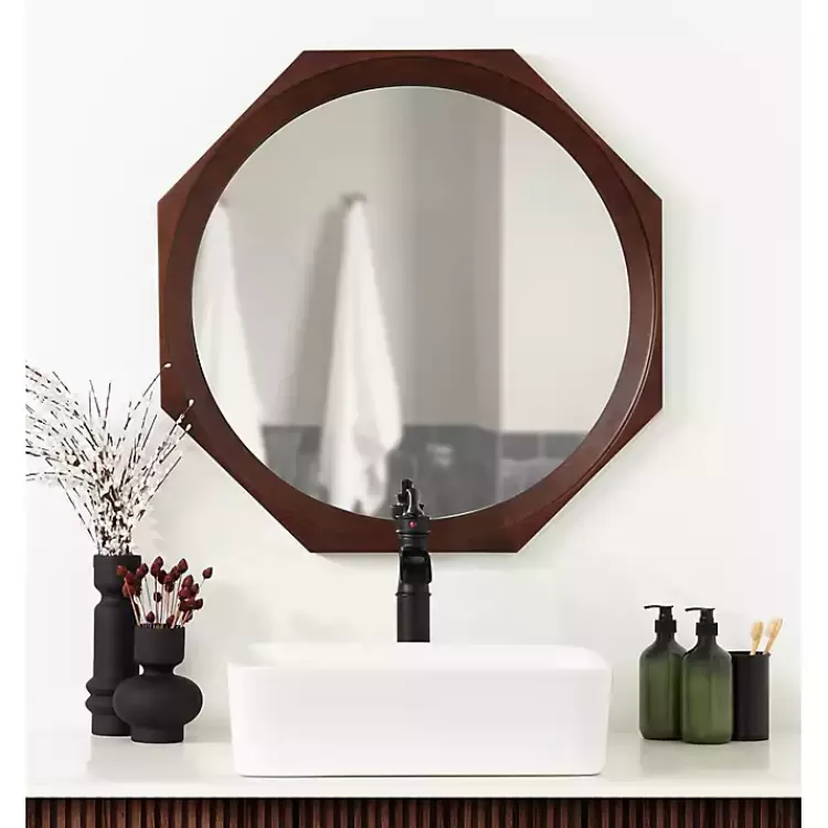 Dark Wood Octagon Cyrus Wall Mirror>Kirklands Home Shop
