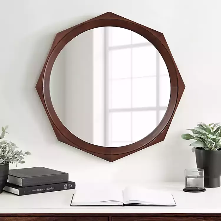 Dark Wood Octagon Cyrus Wall Mirror>Kirklands Home Shop