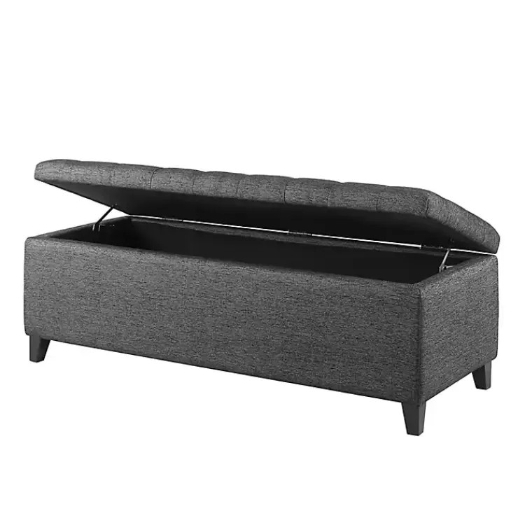 dark_gray_button_tufted_storage_bench_2.webp Dark Button Tufted Storage Bench>Kirklands Home Flash Sale