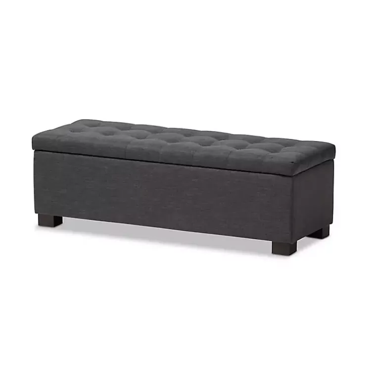 Dark Tufted Contemporary Storage Bench>Kirklands Home Cheap