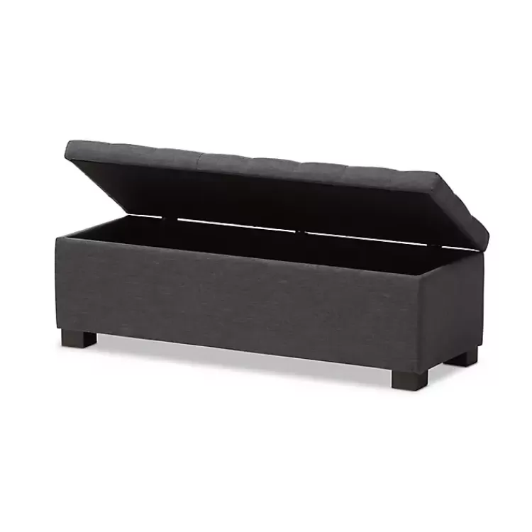 Dark Tufted Contemporary Storage Bench>Kirklands Home Cheap