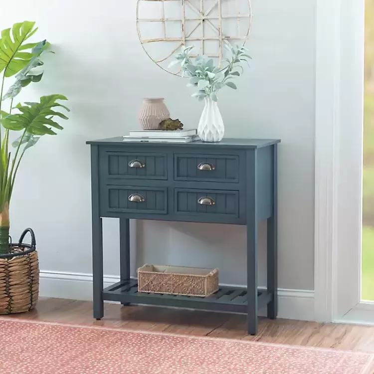 dark_teal_beadboard_console_table_4.webp Dark Teal Beadboard Console Table>Kirklands Home Shop