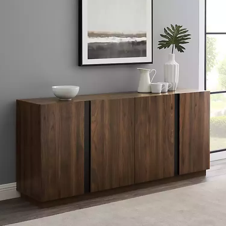 Dark Walnut Wood and Black Metal Sideboard>Kirklands Home Store