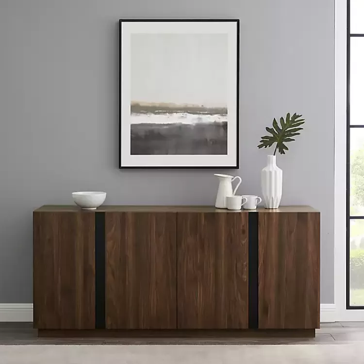 Dark Walnut Wood and Black Metal Sideboard>Kirklands Home Store