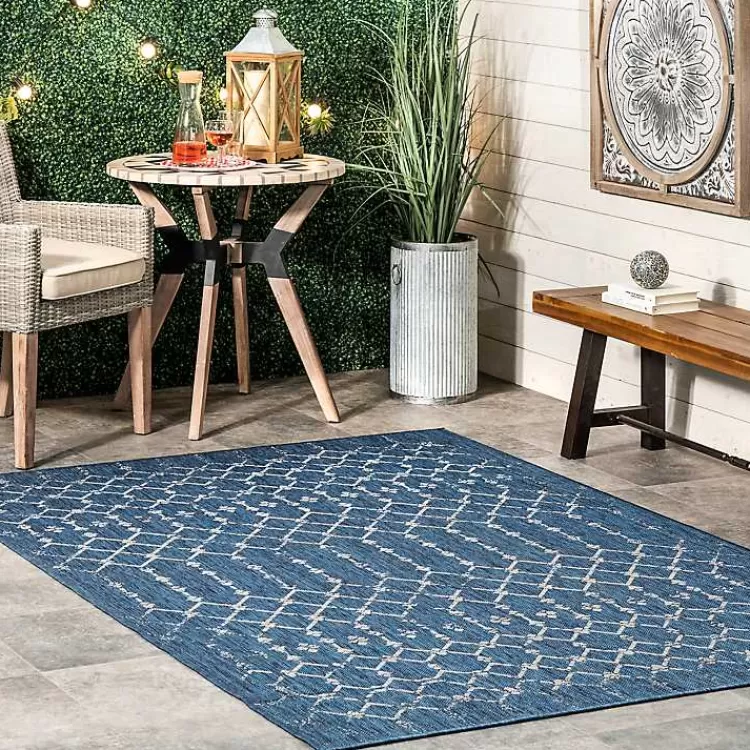 Davon Blue Moroccan Trellis Outdoor Rug, 8x10>Kirklands Home Store