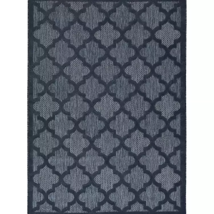 Deep Navy Trellis Outdoor Area Rug, 4x6>Kirklands Home Fashion