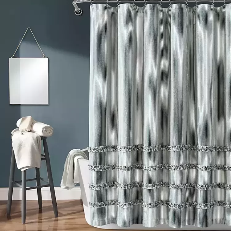 Denim Vintage Stripe Shower Curtain>Kirklands Home Store