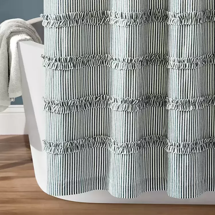 Denim Vintage Stripe Shower Curtain>Kirklands Home Store