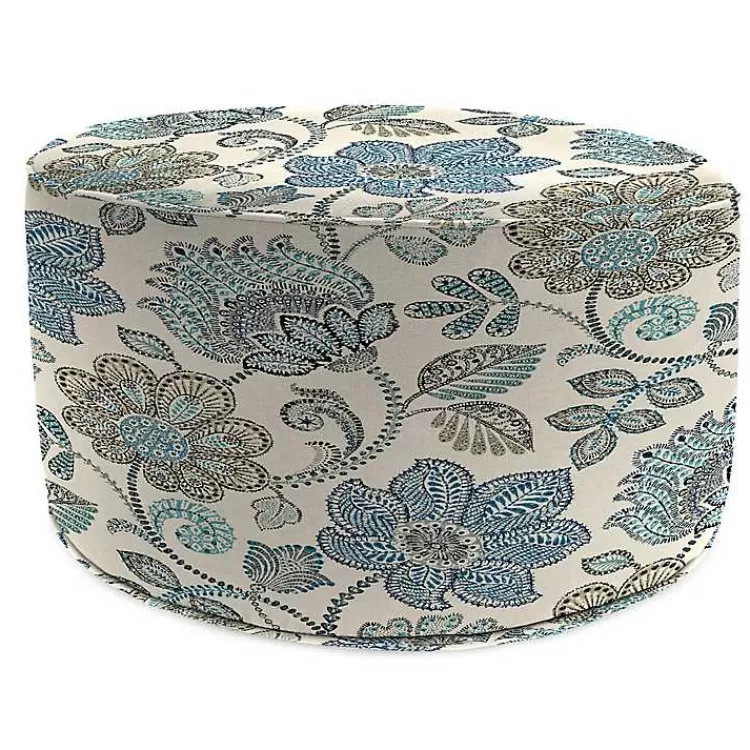 Denim Busan Round Outdoor Pouf>Kirklands Home Outlet
