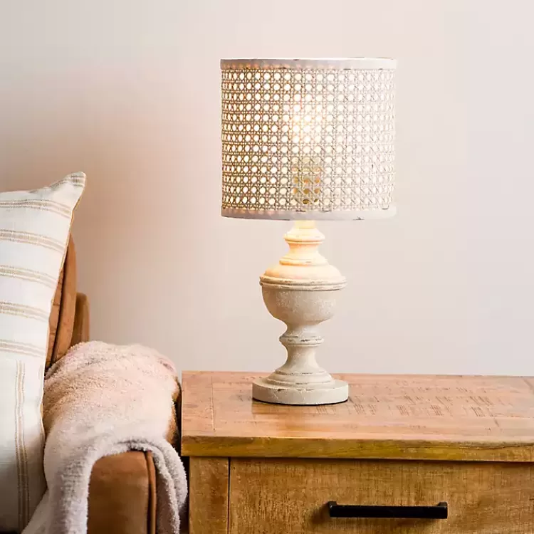 Distressed Cream Cane Shade Table Lamp>Kirklands Home Online