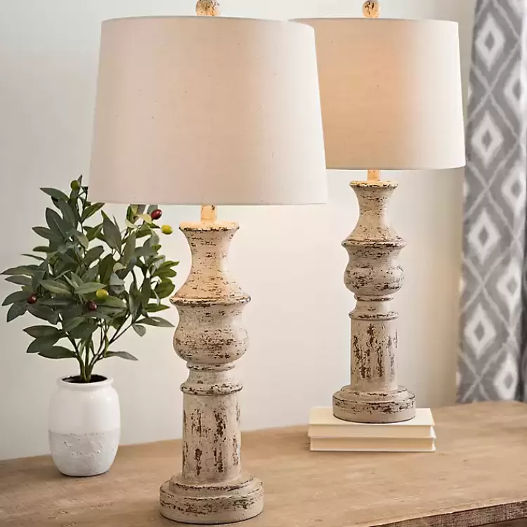 Distressed Cream Table Lamps, Set of 2>Kirklands Home Fashion