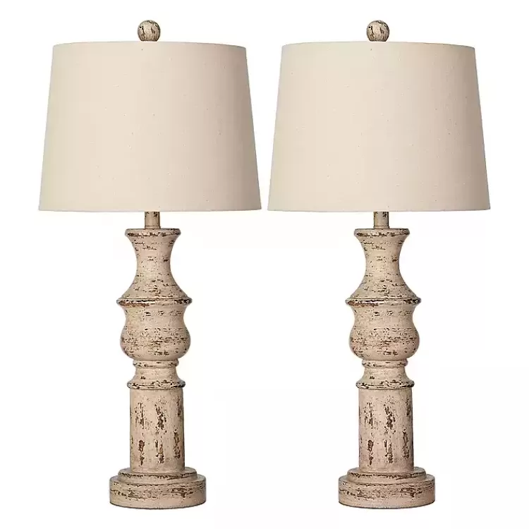 Distressed Cream Table Lamps, Set of 2>Kirklands Home Fashion