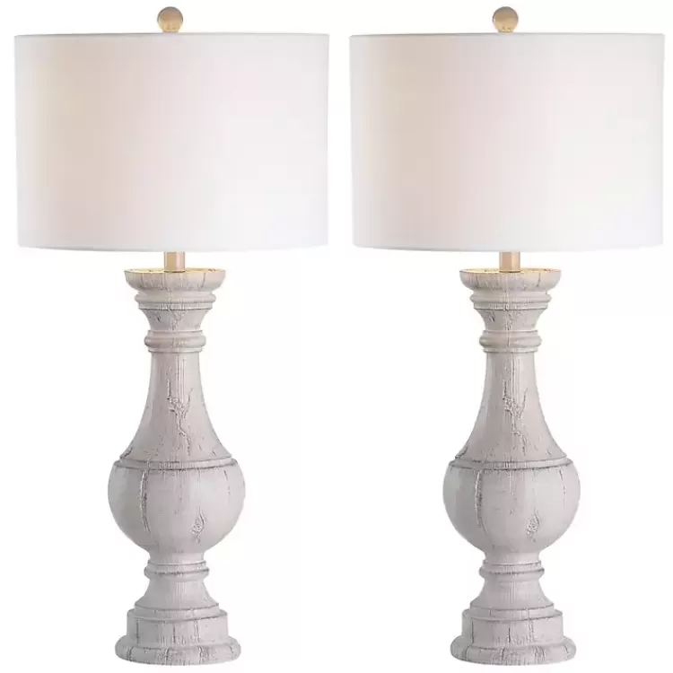 Distressed Ivory Faux Wood Table Lamps, Set of 2>Kirklands Home Clearance
