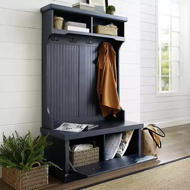 Distressed Navy Seanan Storage Hall Tree>Kirklands Home Outlet
