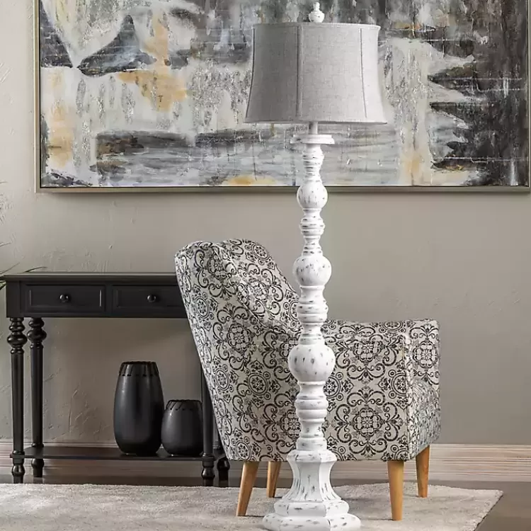 Distressed White Floor Lamp>Kirklands Home Fashion