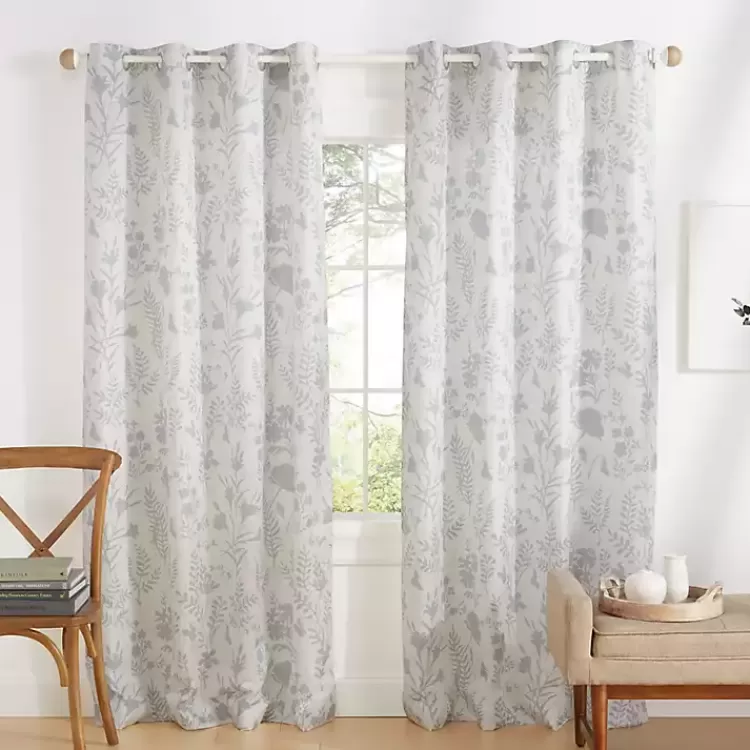 Dove Gray Floral 2-pc. Curtain Panel Set, 96 in.>Kirklands Home Discount