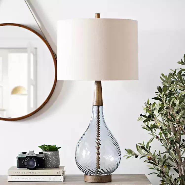 Dusty Gray Blue Nora Glass Table Lamp>Kirklands Home New