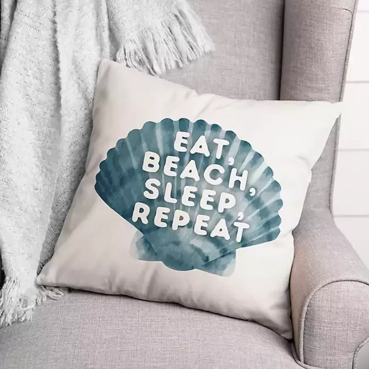 Eat, Beach, Sleep, Repeat Outdoor Throw Pillow>Kirklands Home New