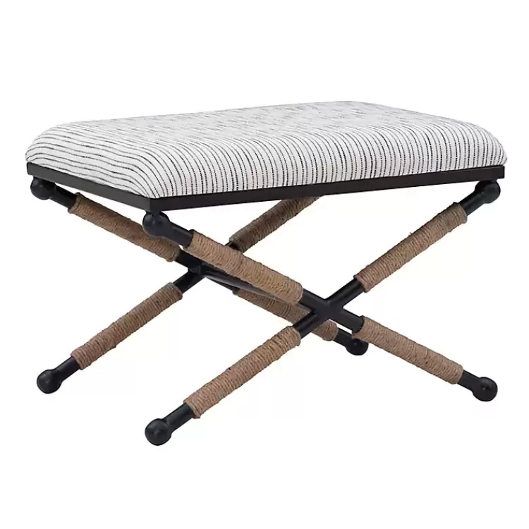 Eclectic Black and White Striped X Frame Bench>Kirklands Home Discount
