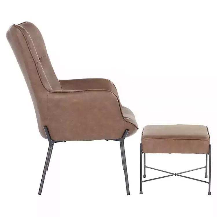 Espresso Faux Leather 2-pc. Chair and Ottoman Set>Kirklands Home Flash Sale