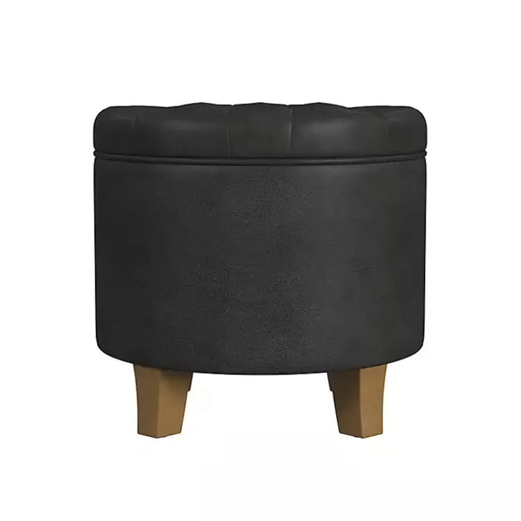 Espresso Faux Leather Tufted Storage Ottoman>Kirklands Home New