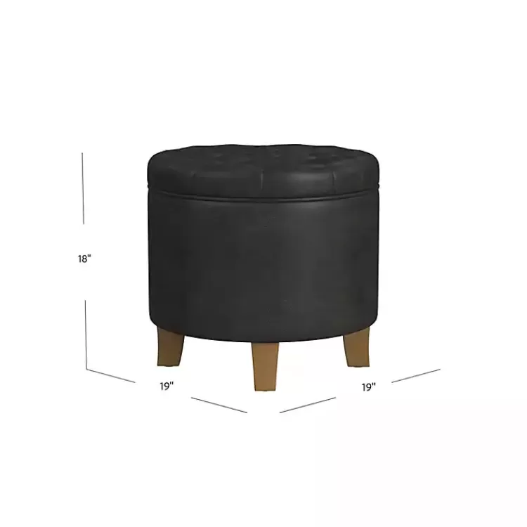 Espresso Faux Leather Tufted Storage Ottoman>Kirklands Home New