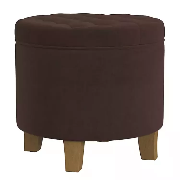 Espresso Velvet Tufted Storage Ottoman>Kirklands Home Store