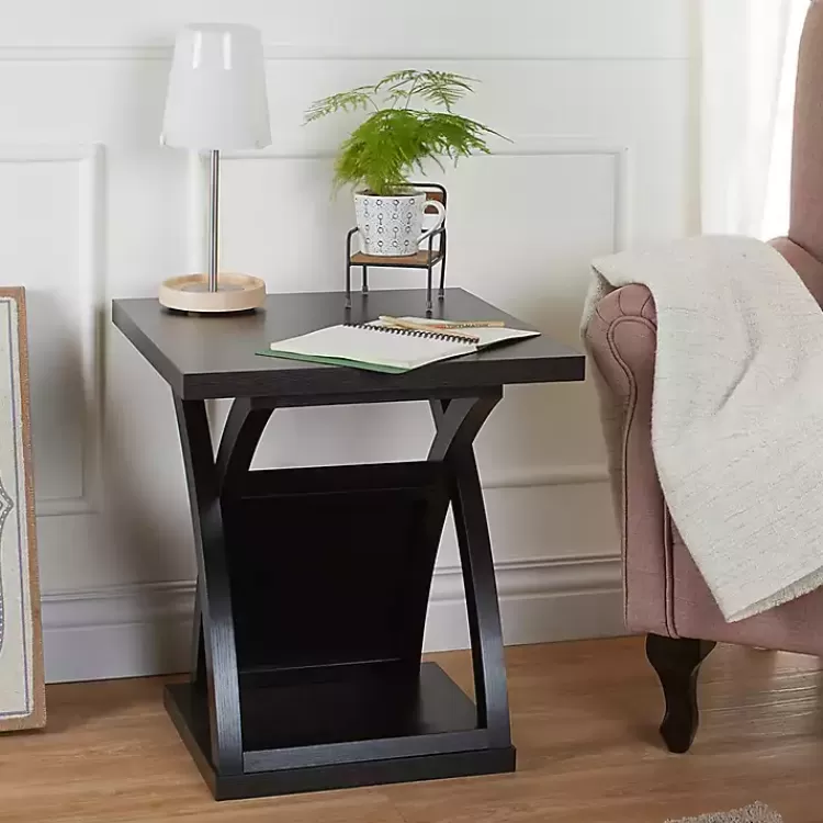 espresso_wood_xbase_side_table_5.webp Espresso Wood X-Base Side Table>Kirklands Home Best