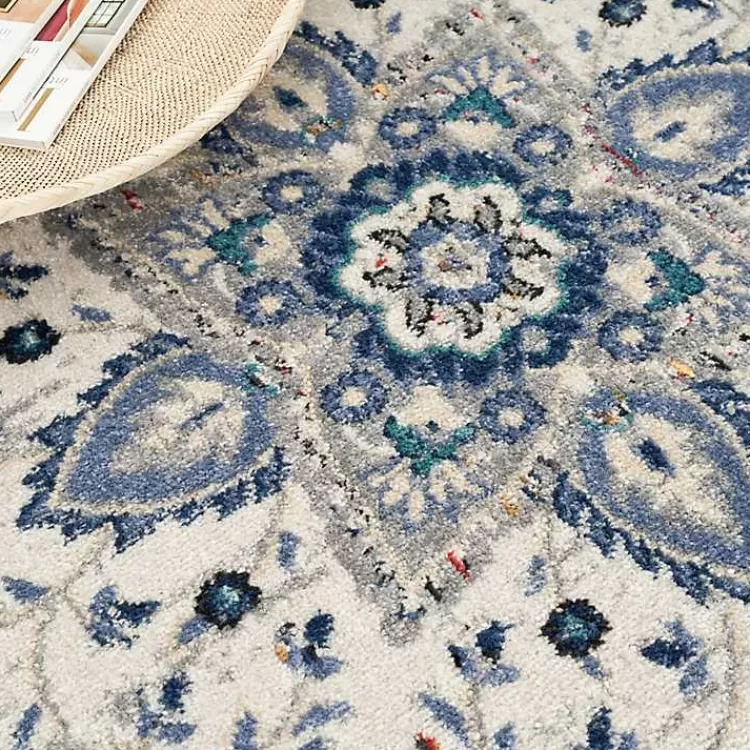 faded_gray__blue_floral_medallion_area_rug_x_6.webp Faded Gray & Blue Floral Medallion Area Rug, 5x7>Kirklands Home Outlet