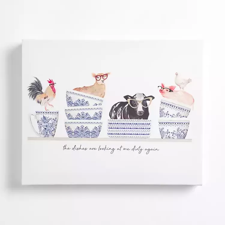 Farm Animal Dishes Canvas Art Print>Kirklands Home Best